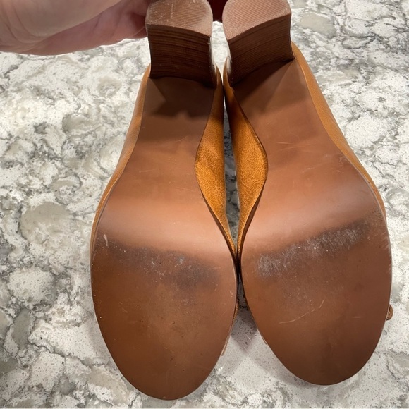 Michael Michael Kors chunky heels shoes buckle leather camel cognac size 9 - Picture 8 of 9